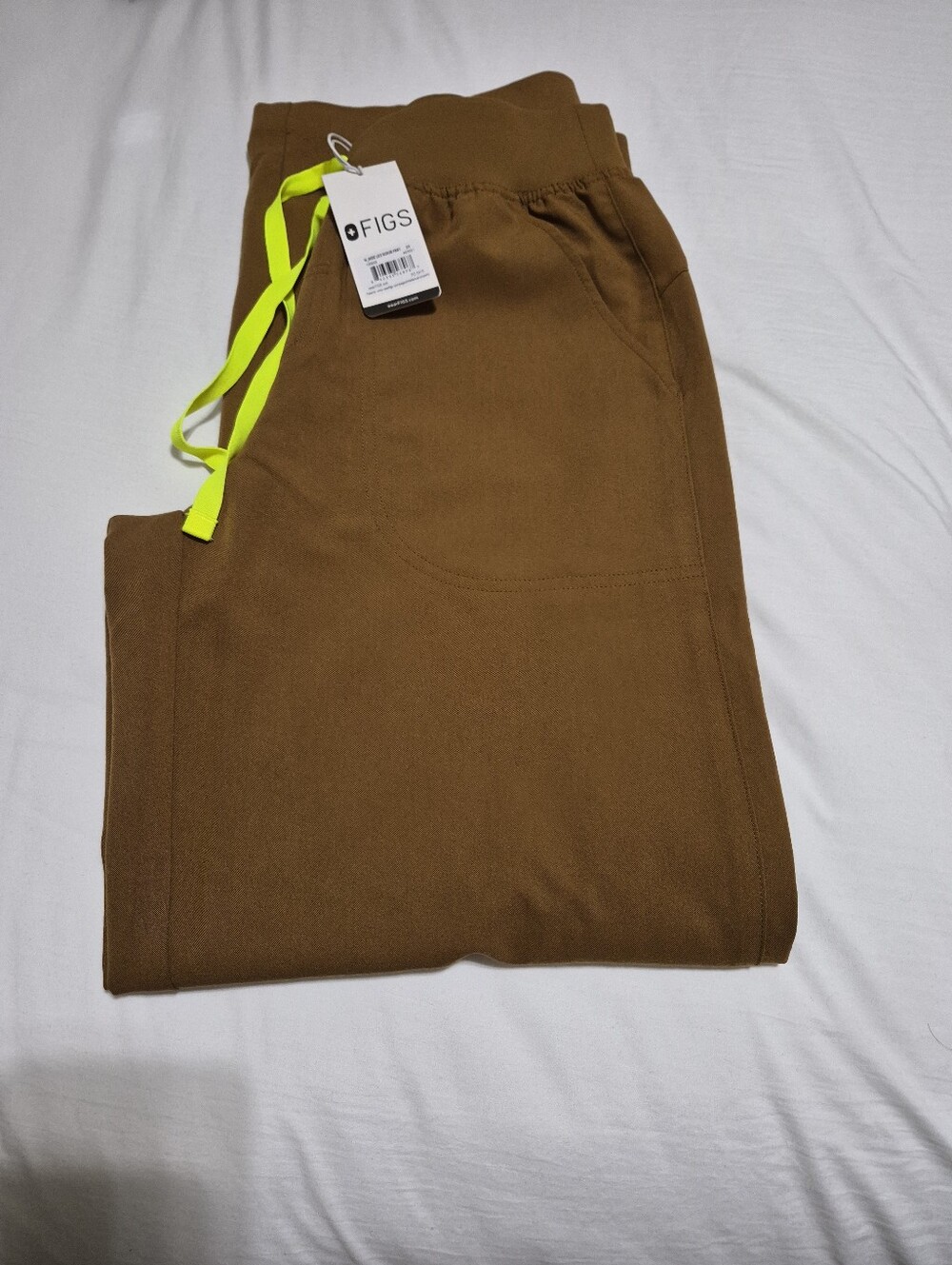 FIGS Women's Limited Edition Isabel Mustard Pants with Neon Drawstring. NWT
